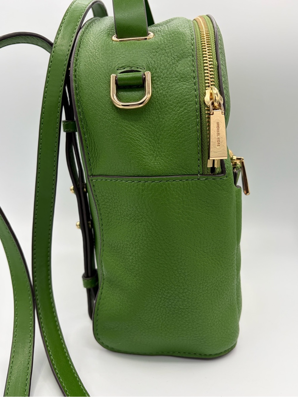 Michael Kors Backpack Green Leather Medium Jessa with Gold Hardware Classic Fall - Picture 5 of 14